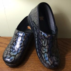 Dansko iridescent leopard clogs size 40